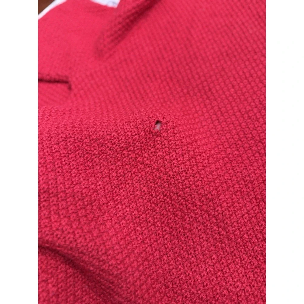 Vtg Lord Jeff Cable Knit‎ Crewneck Large Sweater Red British Worsted Wool USA